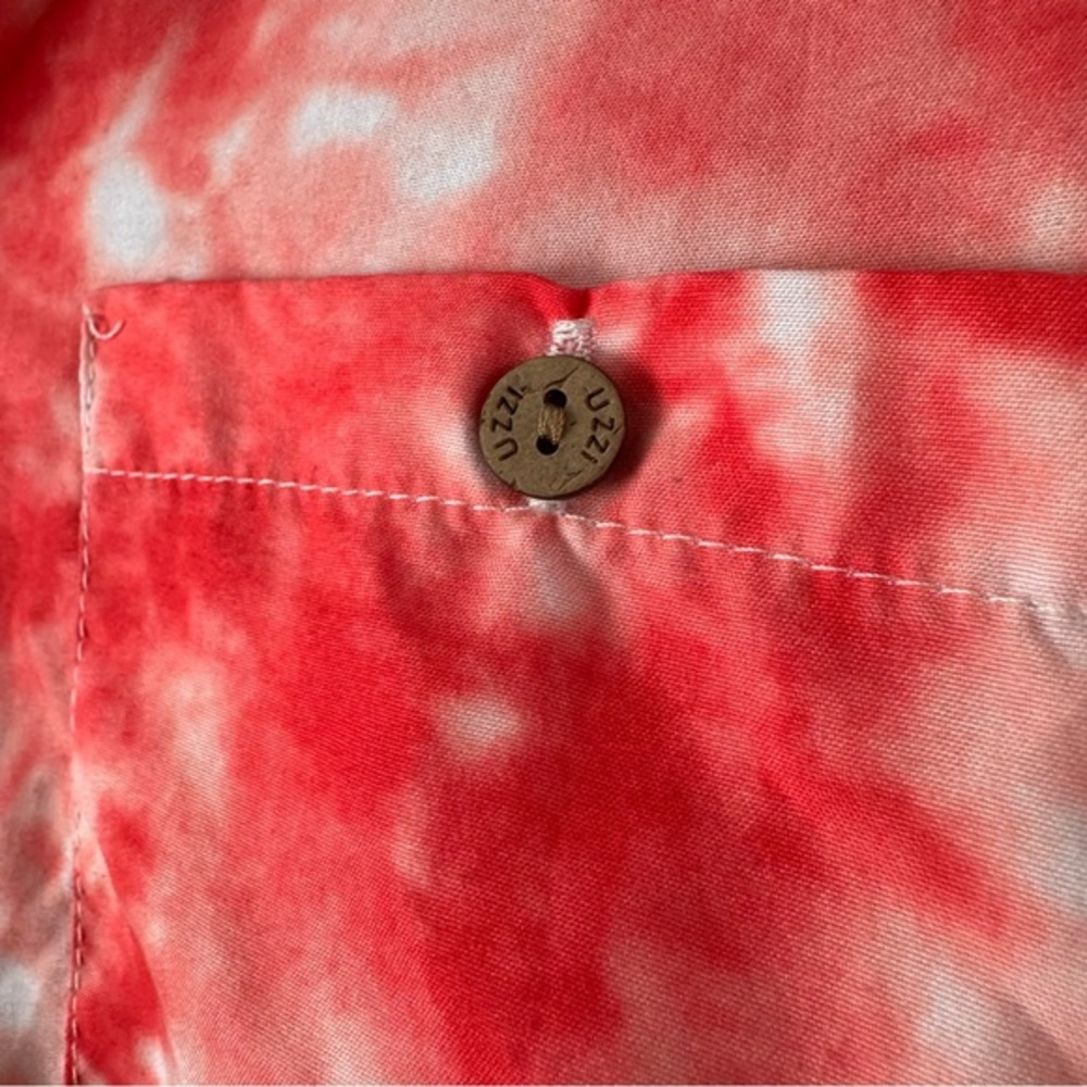 Uzzi Amphibous Gear Button Down Short Sleeve Top | Orange/Coral +  White Tie Dye - Picture 2 of 11